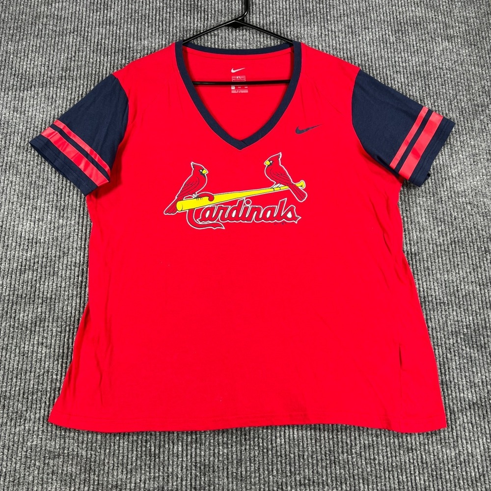 St. Louis Cardinals Shirt Womens 2XL XXL Nike Red Short Sleeve MLB Baseball - Picture 3 of 10